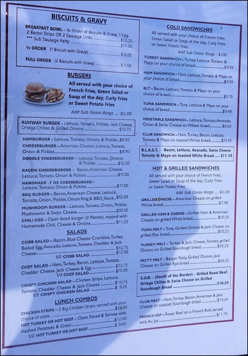 Menu Of Runway Cafe - Woodlake, CA