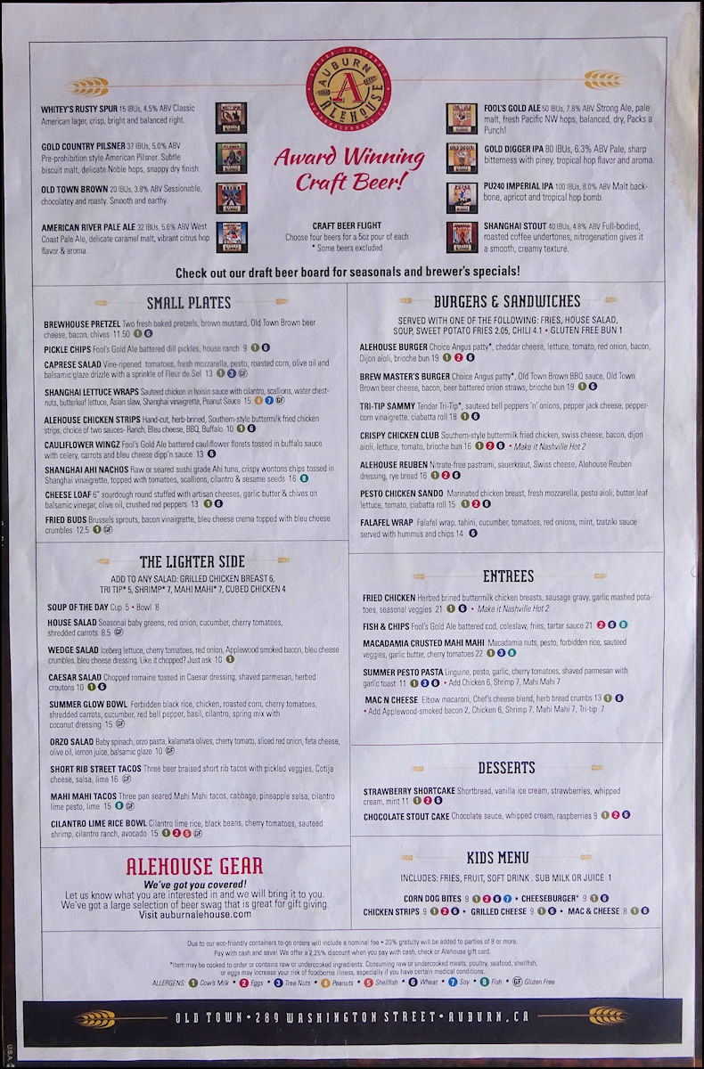 Menu of Auburn Alehouse - Auburn, CA